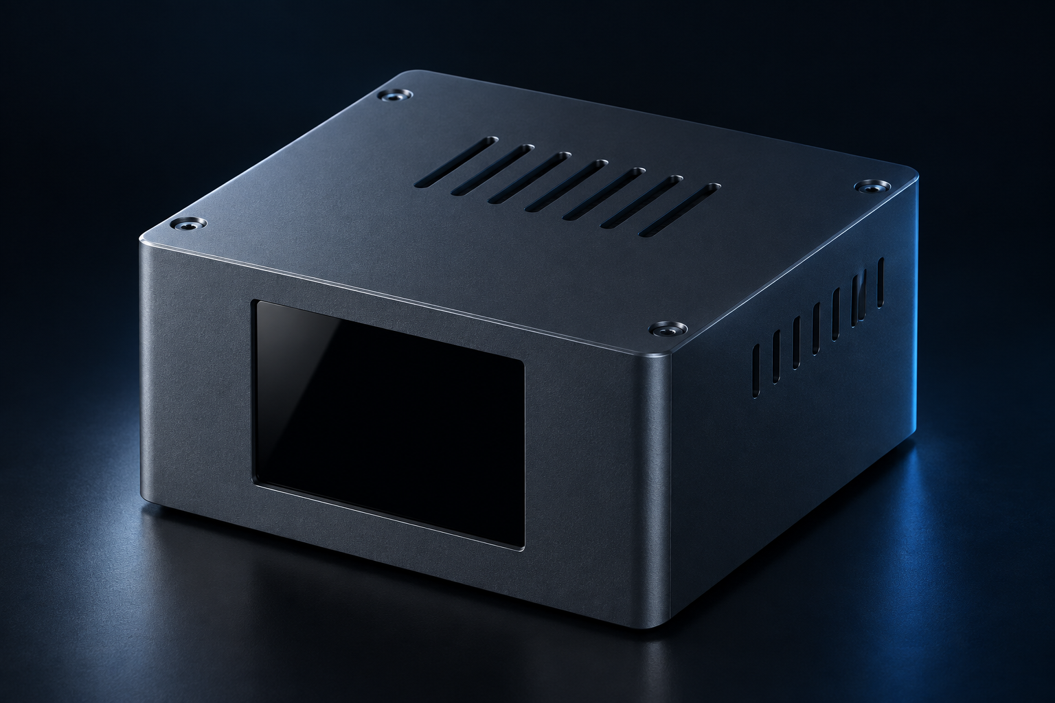 PageConductor desktop enclosure with a front touchscreen and ventilated charcoal case